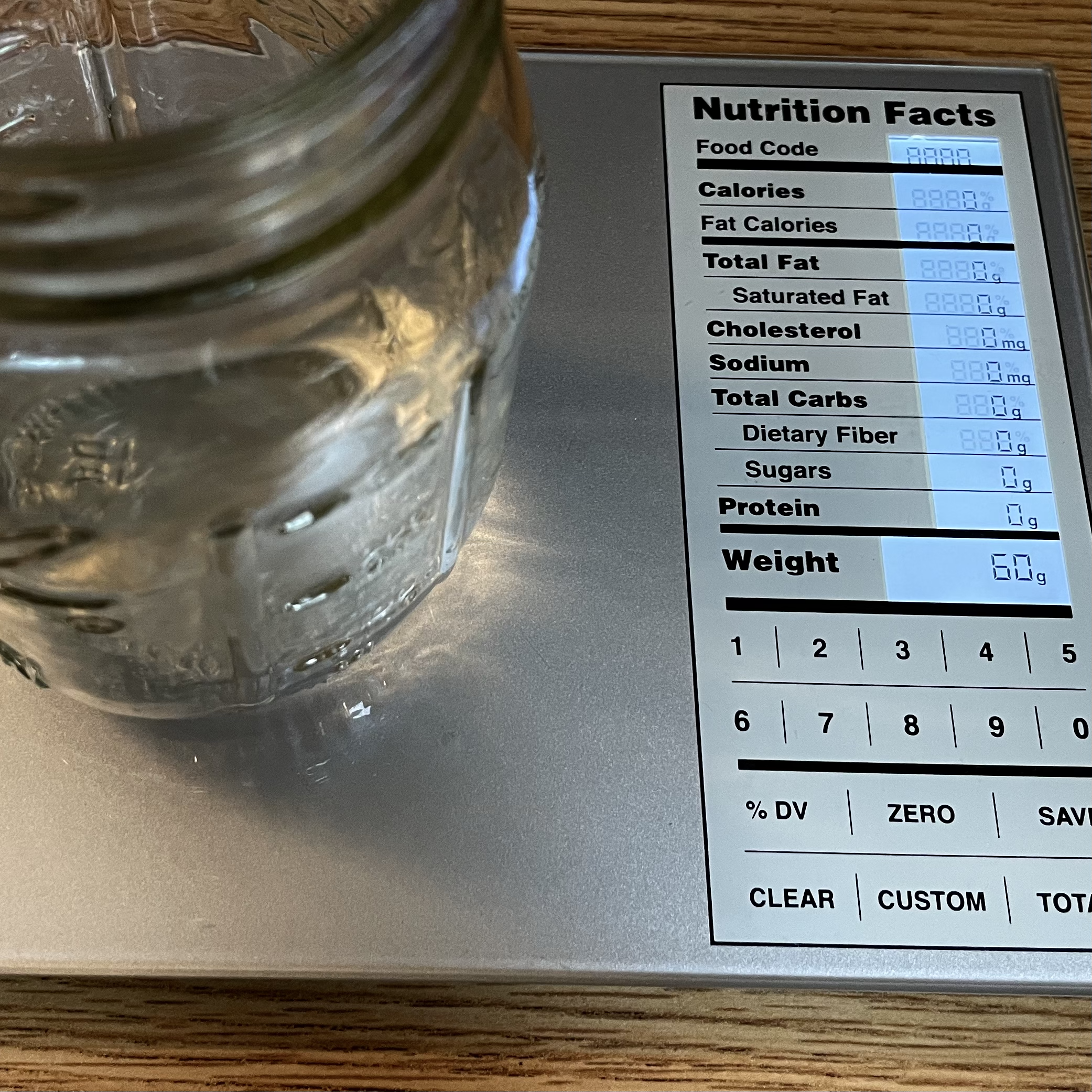 water in jar 60 grams