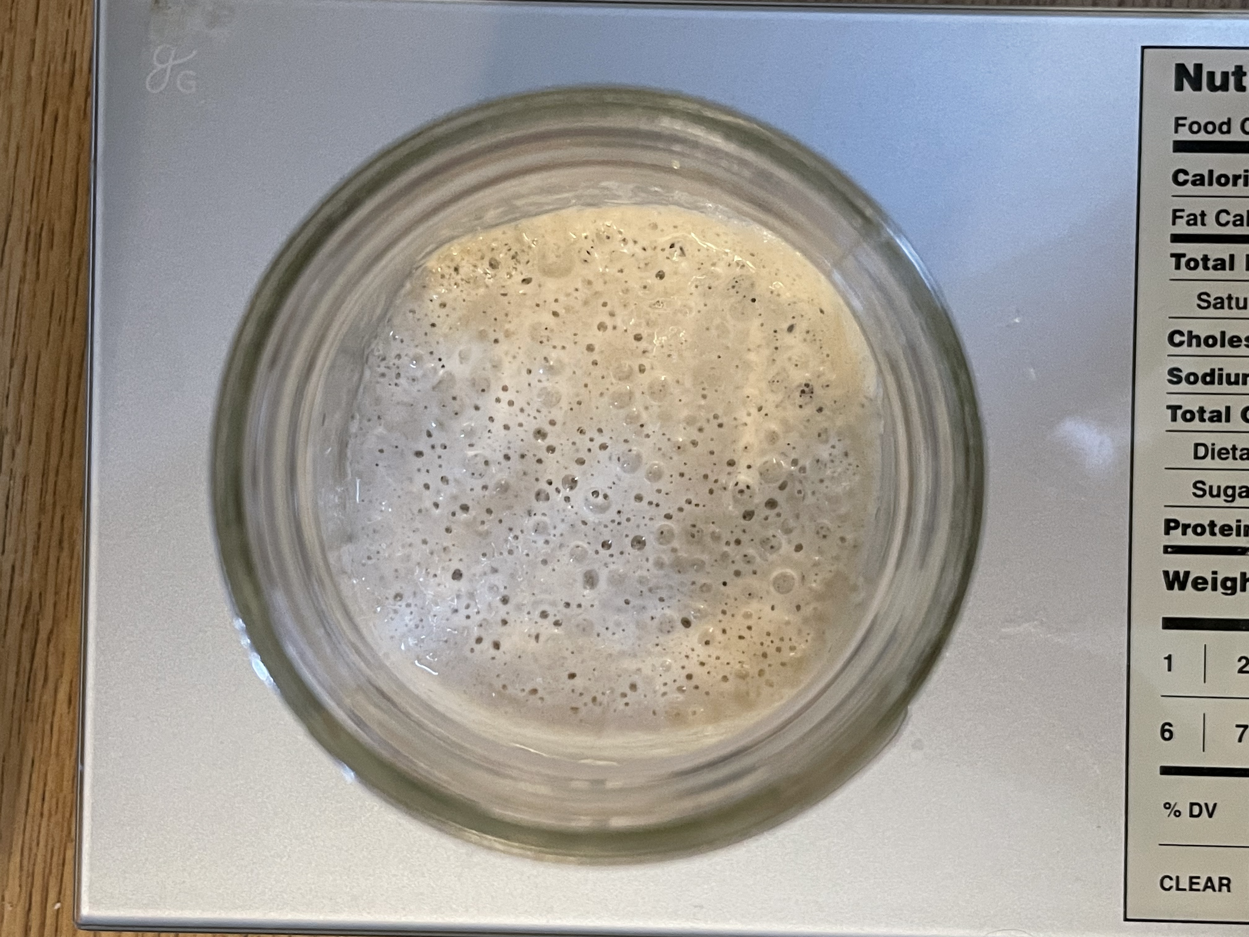 sourdough starter with lots of bubbles